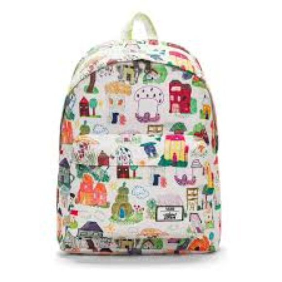 Vans x Collina Strada Doodle Print Backpack Antique White Rare Collab - Picture 1 of 12